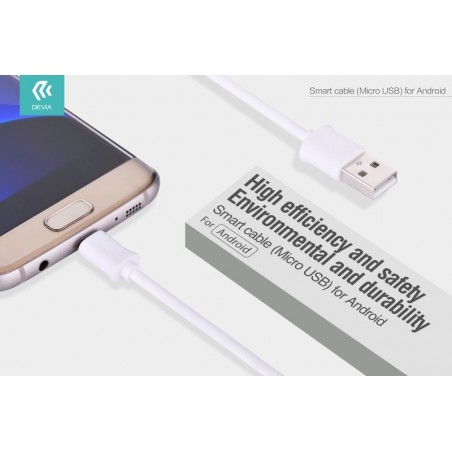 Cable Devia Smart Micro USB 1 Metro Blanco – Cable de Carga y Datos para Android DESCAN364W