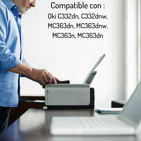 Cartucho de tóner compatible con Oki C332/ MC363 Negro