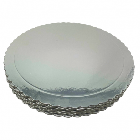 Decoracion Dulce 10 x Discos/Bases Extrafuertes de 30cm X 3 Mm. Altura para Pasteles (Plata)