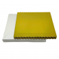 Pk de 5 Bases Extrafuertes Cuadradas de 25cm x 3mm y 5 Cajas de 25.4 x 25.4 x 15cm (Oro)