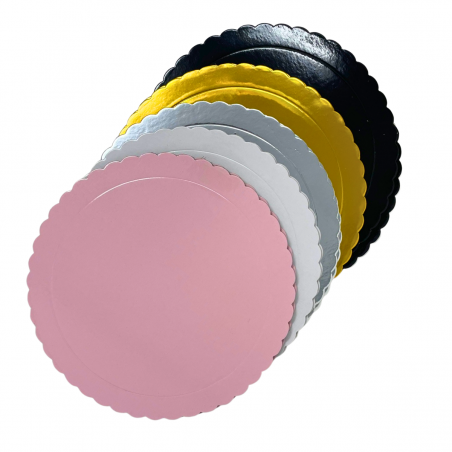 Decoracion Dulce 10 x Discos/Bases Extrafuertes de 25cm X 3 Mm. Altura para Pasteles  (Multicolor)
