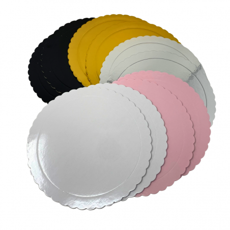 Decoracion Dulce 10 x Discos/Bases Extrafuertes de 25cm X 3 Mm. Altura para Pasteles  (Multicolor)