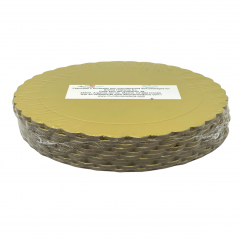 Decoração Doce 10 x Discos/Bases Extra Fortes de 25cm X 3 Mm. Altura do Bolo (Ouro)