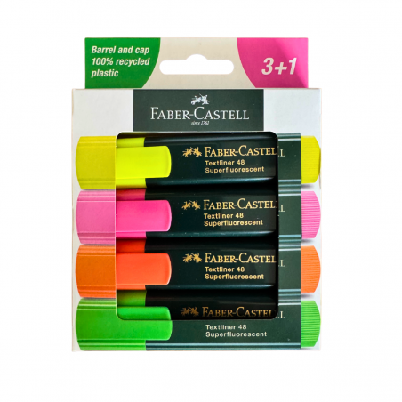 Faber-Castell Textliner - Pacotes de 4 Marcadores Fluorescentes