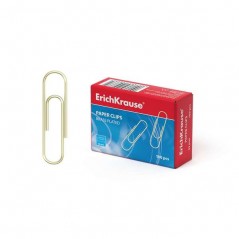 Erichkrause Boîte de 100 Clips 33mm - Plaqués en Laiton - Haute Résistance et Durabilité - Couleur Dorée