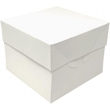 Pack de 10 Caixas Brancas para Bolos 28x28x15,2 cm com Tampa - Cartão Resistente 400 gsm