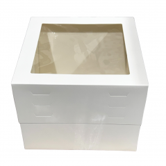 Pack de 10 Caixas Brancas para Bolos com Altura Regulável e Janela 20 x 20 cm Altura Ajustável de 20 a 30 cm