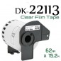 Etiqueta Continua Transparente Compatible Brother DK-22113 62mm x 15,24m para QL Series