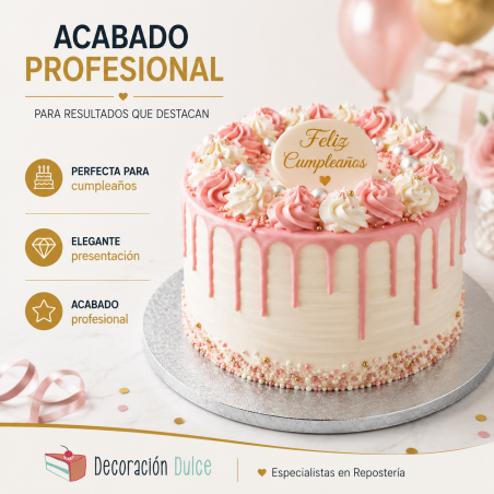 Decoracion Dulce - Paquete de 10 Bases Redondas - Altura de 1.2 cm, Diámetro de (25cm)
