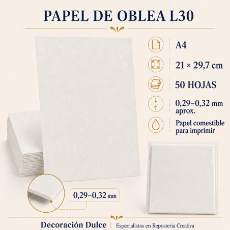 50 X papier gaufrette comestible 0.3mm L3