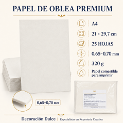 25 Hojas de Papel de Oblea Premium comestible A4 0.65 - 0.7mm