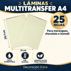Papel Multitransfer para Merengues, Chocolate e Isomalt A4 - 25 Hojas